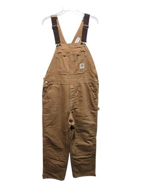 Carhartt R02 BRN Quilt Lined Duck Bib Overalls Men's Size 38x30